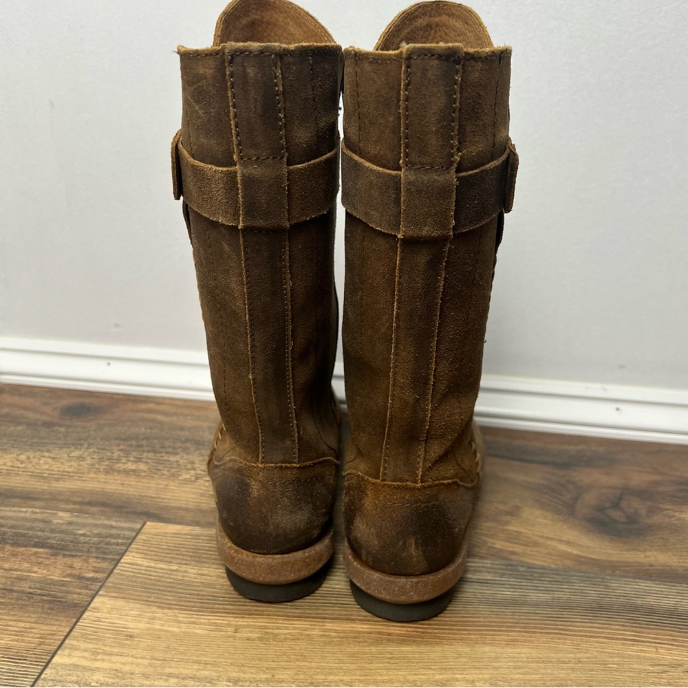BORN Women's Tonic Rust Distressed Boot Sz 7/38 Suede Leather Zipper round Toe - Picture 4 of 16
